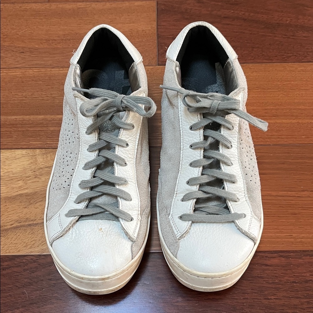 P448 John Softy Low Top White Glitter Sneaker Sz 41 Designer Leather Italy - Picture 3 of 12